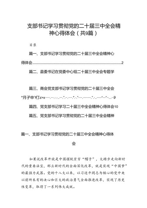 (9篇)支部书记学习贯彻党的二十三中全会精神心得体会参考范文.docx
