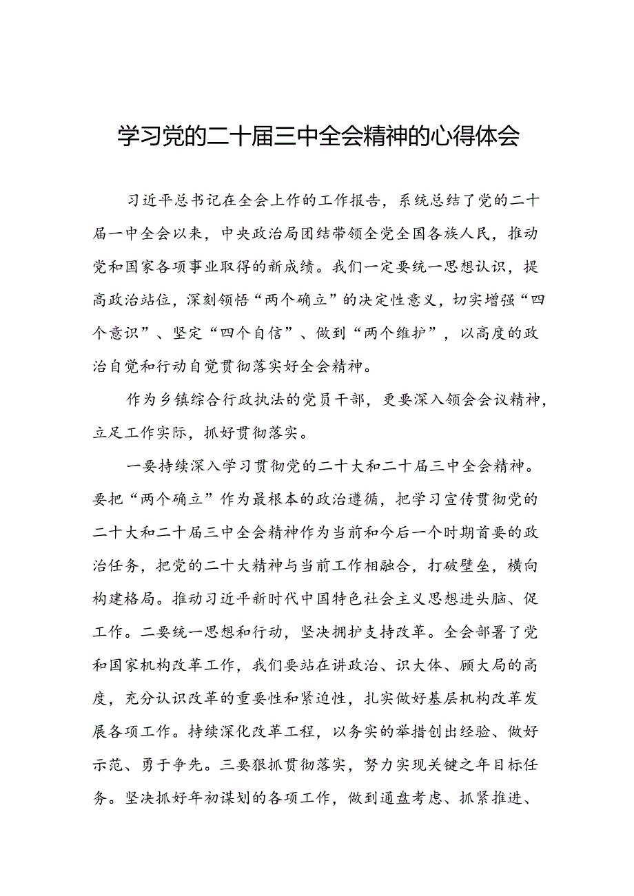 2024年党的二十三中全会精神学习体会汇编三十篇.docx_第1页