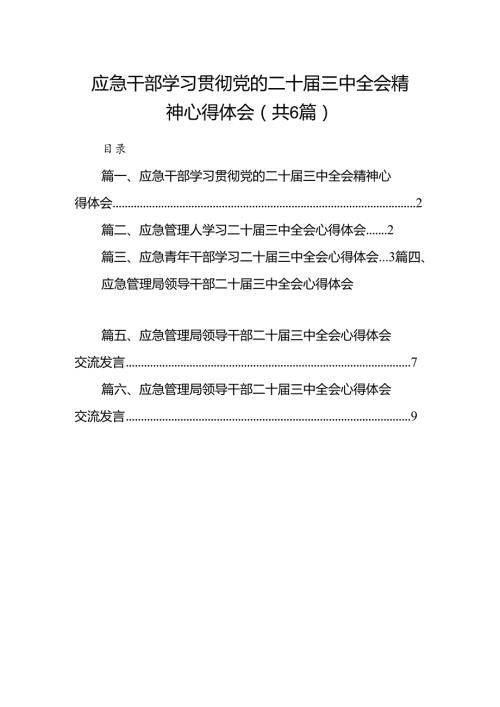 应急干部学习贯彻党的二十三中全会精神心得体会六篇（精选版）.docx