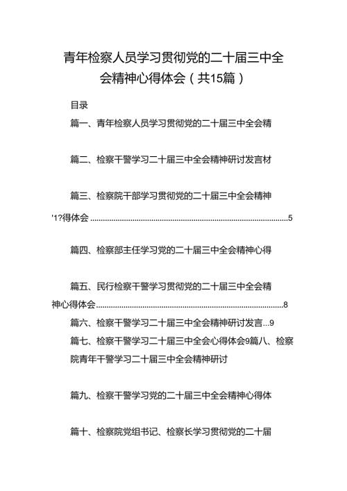 （15篇）青年检察人员学习贯彻党的二十三中全会精神心得体会（最新版）.docx