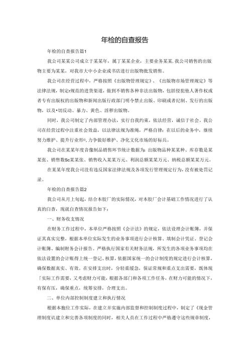 年检的自查报告.docx