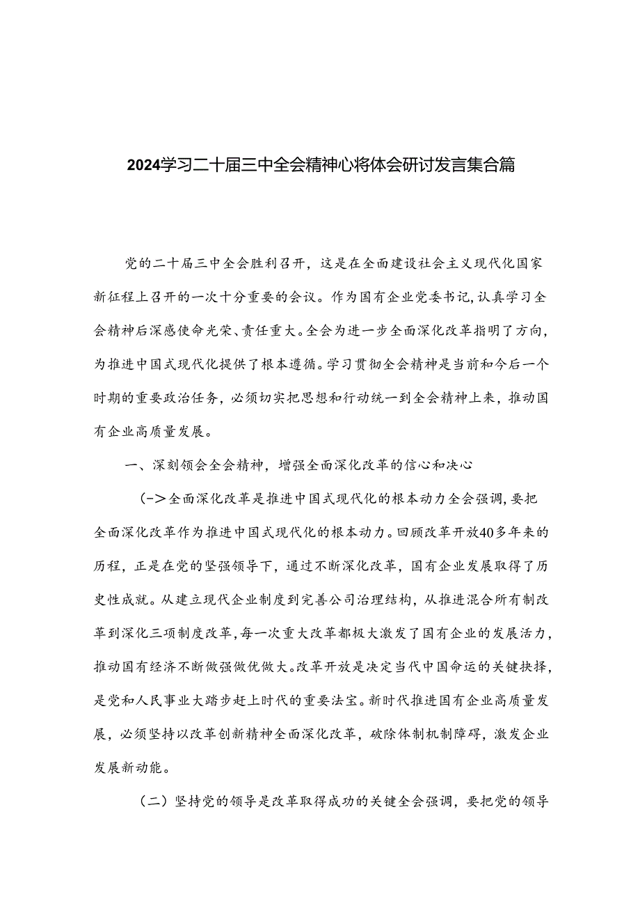 2024学习二十三中全会精神心得体会研讨发言集合篇.docx_第1页