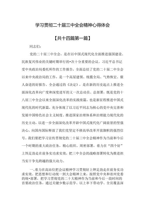 （14篇）学习贯彻二十三中全会精神心得体会.docx