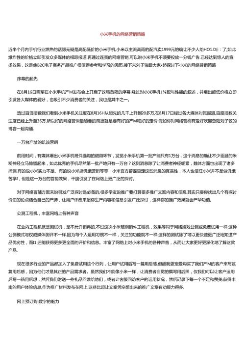 小米手机的网络营销策略.docx