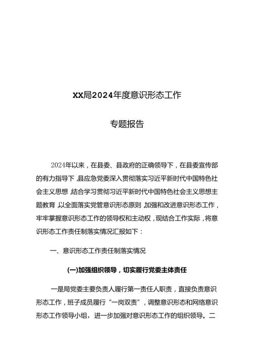 XX局2024意识形态工作专题报告.docx