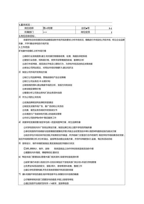岗位说明书(营销部).docx