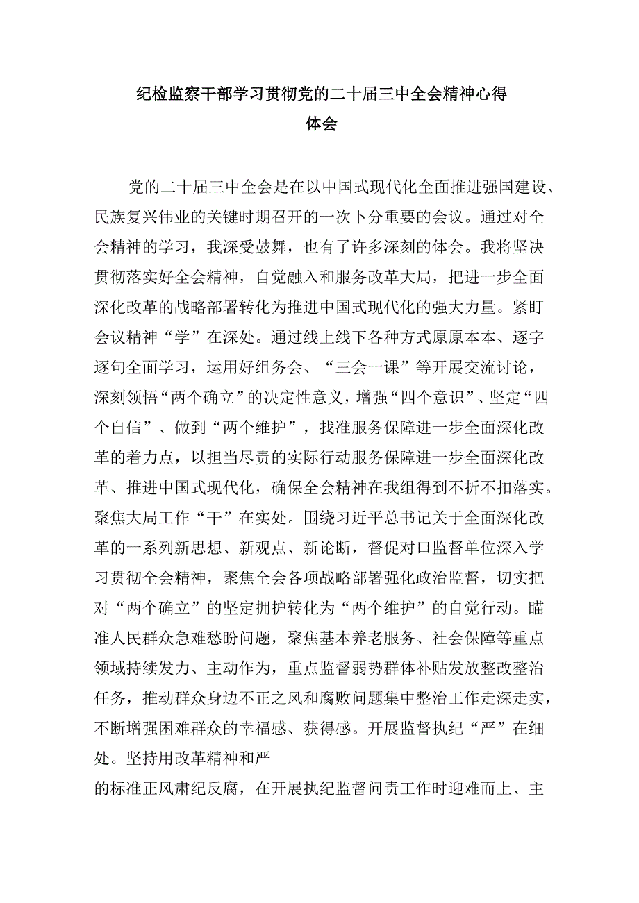 基层纪检监察书记学习贯彻党的二十三中全会精神心得体会8篇（精选）.docx_第2页