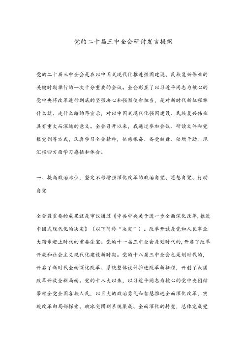 党的二十三中全会研讨发言提纲.docx