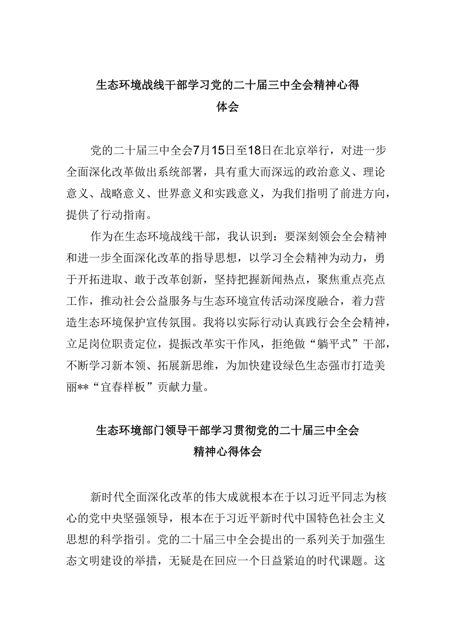 （11篇）生态环境战线干部学习党的二十三中全会精神心得体会范文.docx_第1页