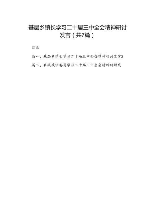 基层乡镇长学习二十三中全会精神研讨发言7篇（精选版）.docx