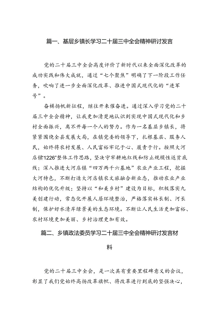 基层乡镇长学习二十三中全会精神研讨发言7篇（精选版）.docx_第2页