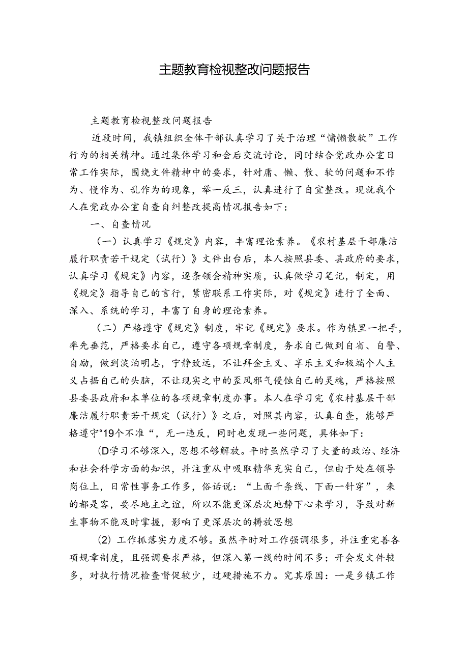 主题教育检视整改问题报告.docx_第1页