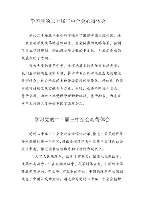 学习2024年党的二十三中全会个人心得体会 （合计10份）.docx