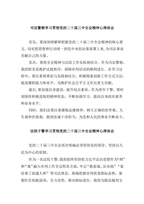 司法警察学习贯彻党的二十三中全会精神心得体会8篇（精选）.docx