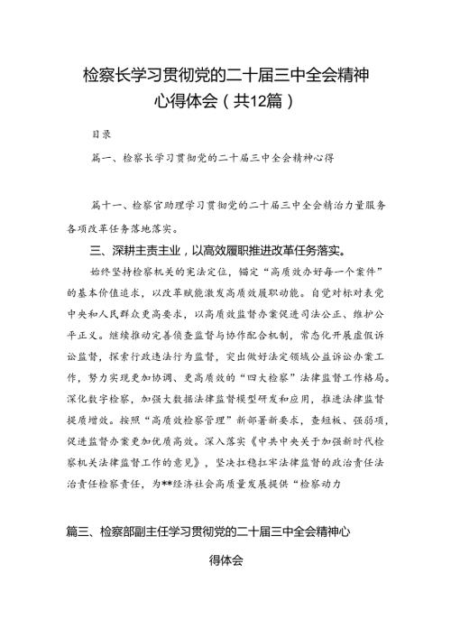 检察长学习贯彻党的二十三中全会精神心得体会（共12篇）.docx