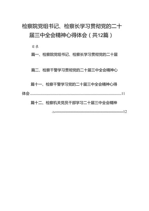 检察院党组书记、检察长学习贯彻党的二十三中全会精神心得体会12篇（最新版）.docx
