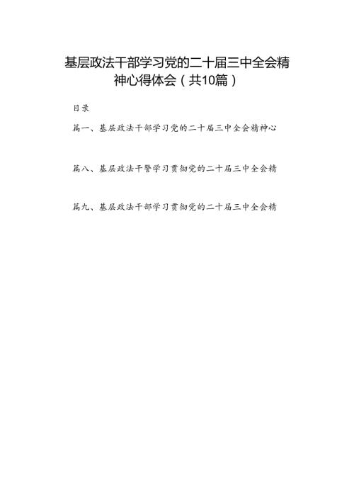 基层政法干部学习党的二十三中全会精神心得体会10篇（精选）.docx