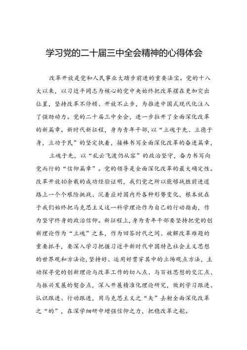 学习贯彻党的二十三中全会精神的心得体会简短交流发言材料最新版39篇.docx