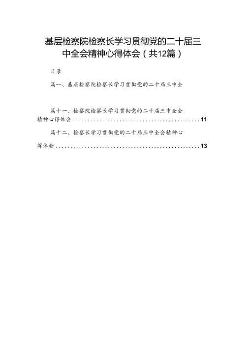 基层检察院检察长学习贯彻党的二十三中全会精神心得体会12篇（最新版）.docx