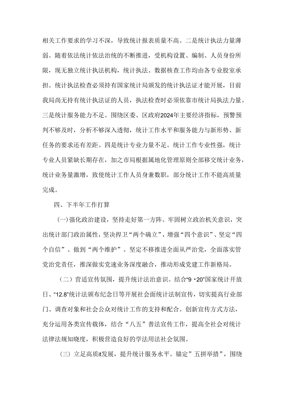 区统计局关于2024年上半年工作总结及下半年工作计划2篇.docx_第2页