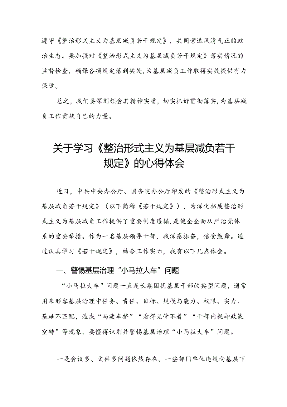 《整治形式主义为基层减负若干规定》学习体会十篇.docx_第2页