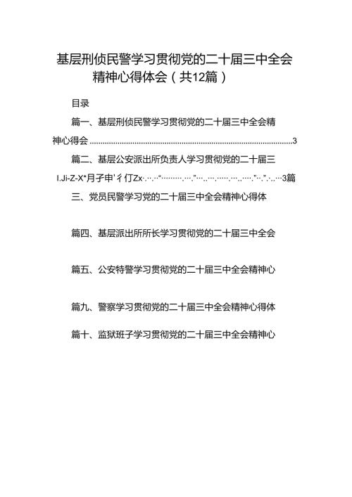 基层刑侦民警学习贯彻党的二十三中全会精神心得体会12篇（最新版）.docx