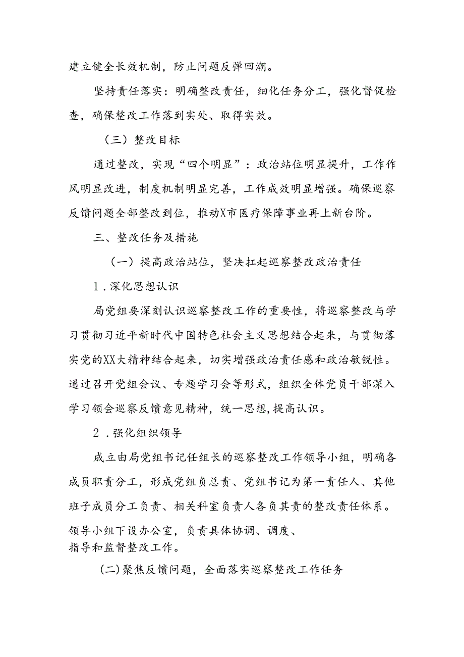 X市医疗保障局关于市委巡察组反馈问题的整改方案(1).docx_第2页