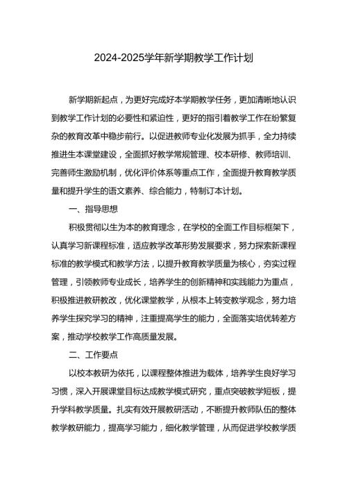 2024~2025新学期教学工作计划.docx