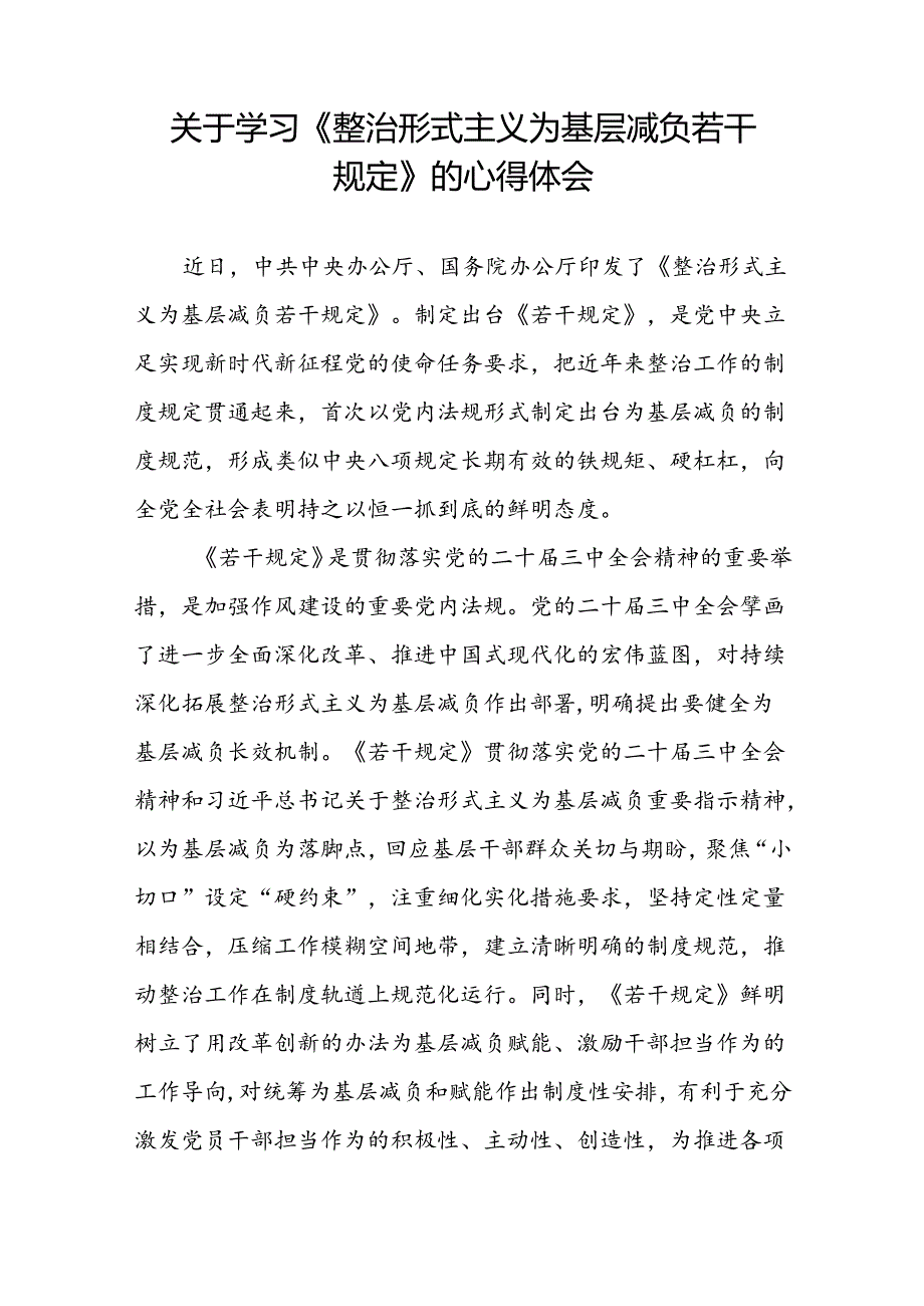 5篇整治形式主义为基层减负若干规定的学习心得体会.docx_第3页