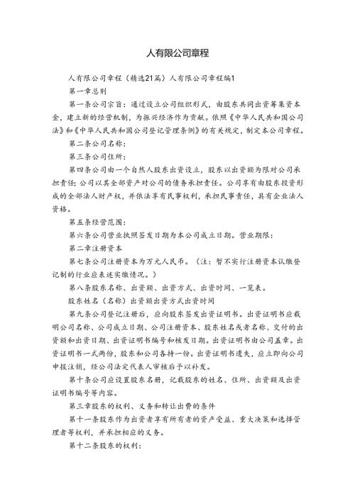 人有限公司章程.docx