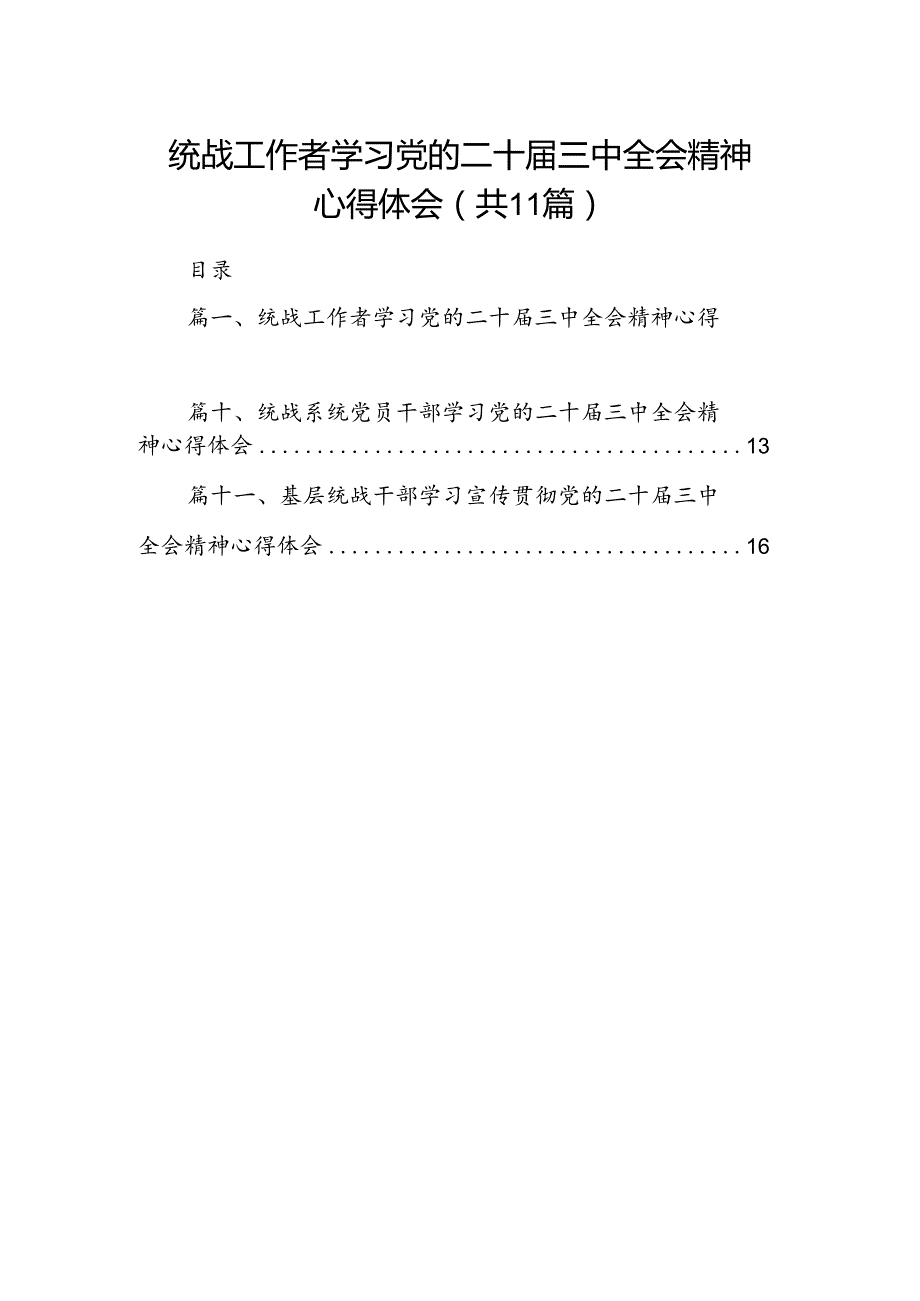 （11篇）统战工作者学习党的二十三中全会精神心得体会（精选）.docx_第1页