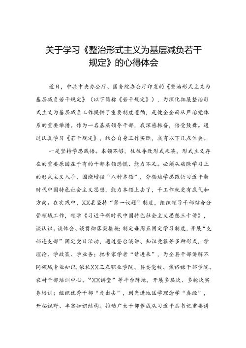 整治形式主义为基层减负若干规定学习体会四篇.docx