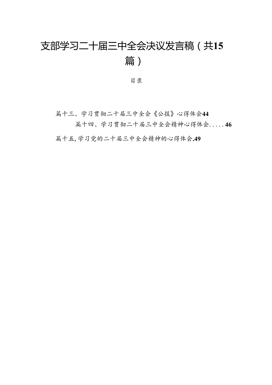15篇支部学习二十三中全会决议发言稿（最新）.docx_第1页