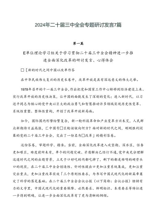 2024年二十三中全会专题研讨发言7篇.docx