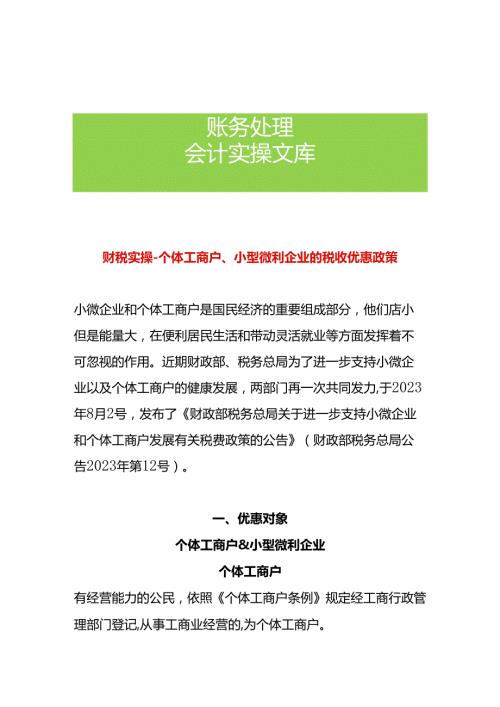 财税实操个体工商户、小型微利企业的税收优惠政策.docx