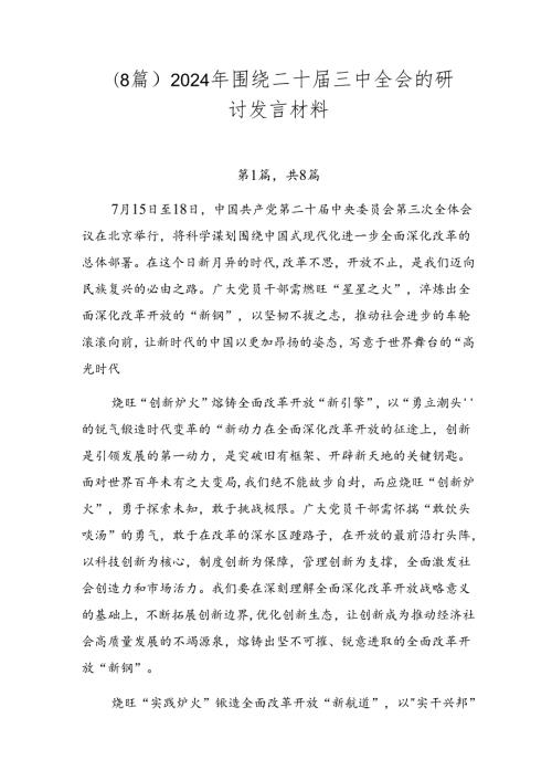 （8篇）2024年围绕二十三中全会的研讨发言材料.docx