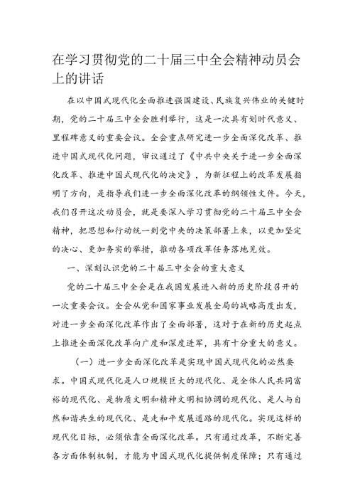 在学习贯彻党的二十三中全会精神动员会上的讲话(4).docx