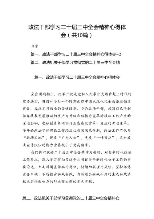 政法干部学习二十三中全会精神心得体会10篇（详细版）.docx