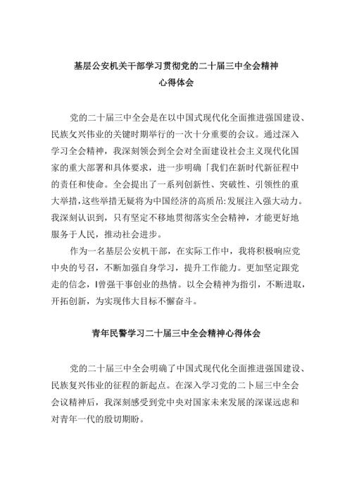 基层公安机关干部学习贯彻党的二十三中全会精神心得体会8篇（精选）.docx