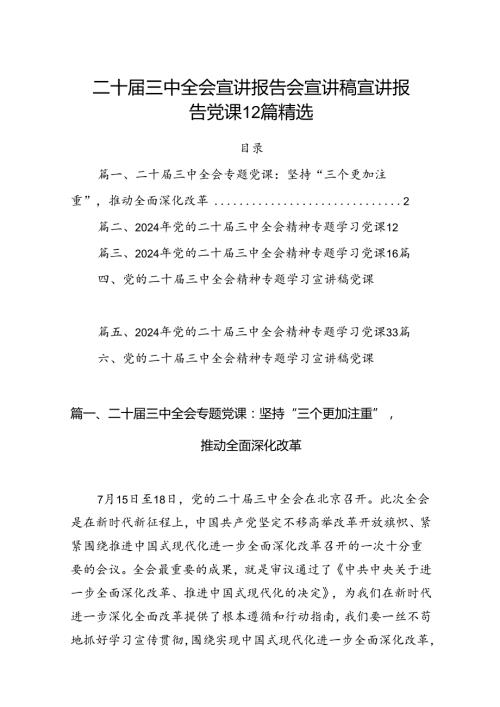 二十三中全会宣讲报告会宣讲稿宣讲报告党课12篇精选.docx