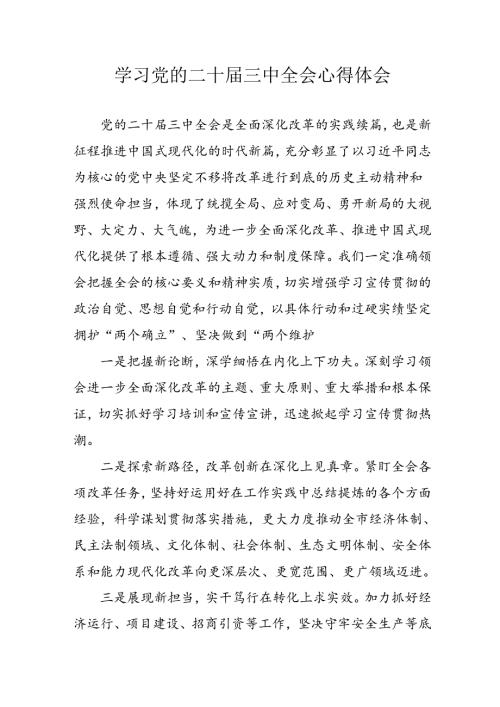 2024年学习学习党的二十三中全会个人心得感悟 （合计6份）.docx