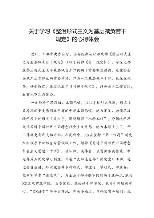 学习《整治形式主义为基层减负若干规定》的心得体会6篇.docx