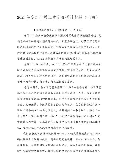 2024二十三中全会研讨材料（七篇）.docx