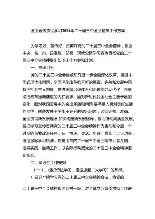（8篇）全面宣传贯彻学习2024年二十三中全会精神工作方案范文.docx