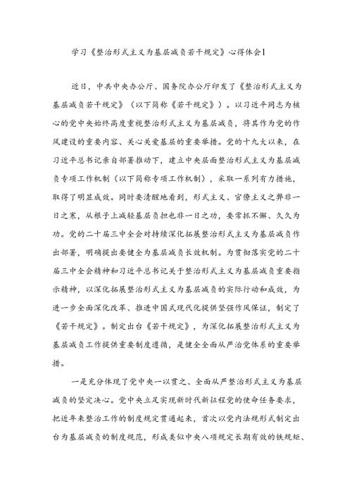 2024年11月学习《整治形式主义为基层减负若干规定》心得体会感想领悟4篇.docx