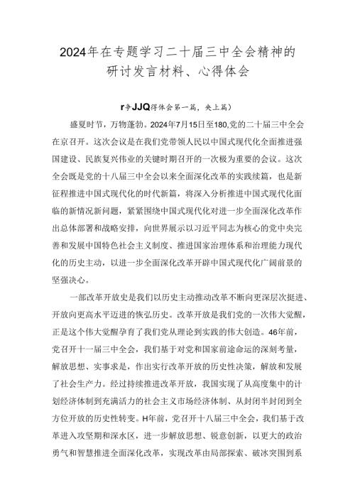 2024年在专题学习二十三中全会精神的研讨发言材料、心得体会.docx