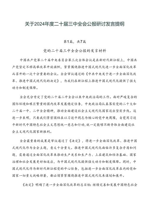 关于2024二十三中全会公报研讨发言提纲.docx