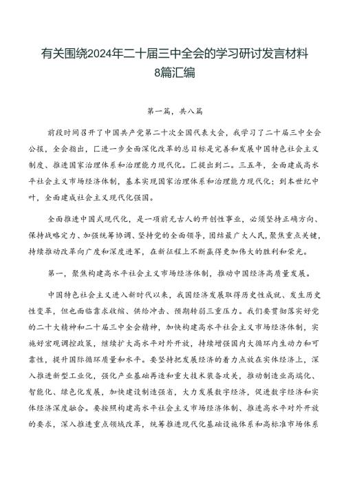 有关围绕2024年二十三中全会的学习研讨发言材料8篇汇编.docx