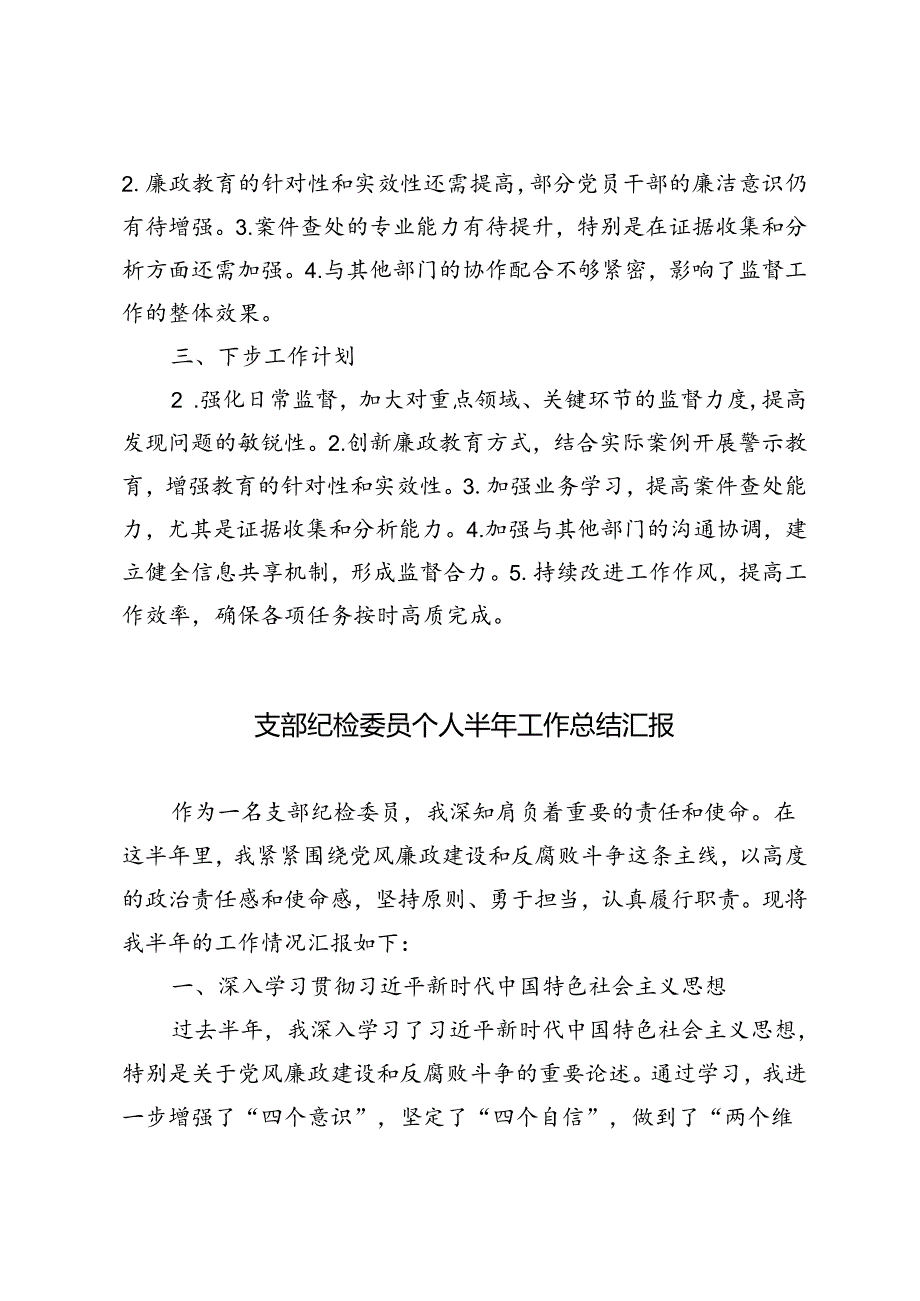 2024年支部纪检委员个人半年工作总结汇报.docx_第3页