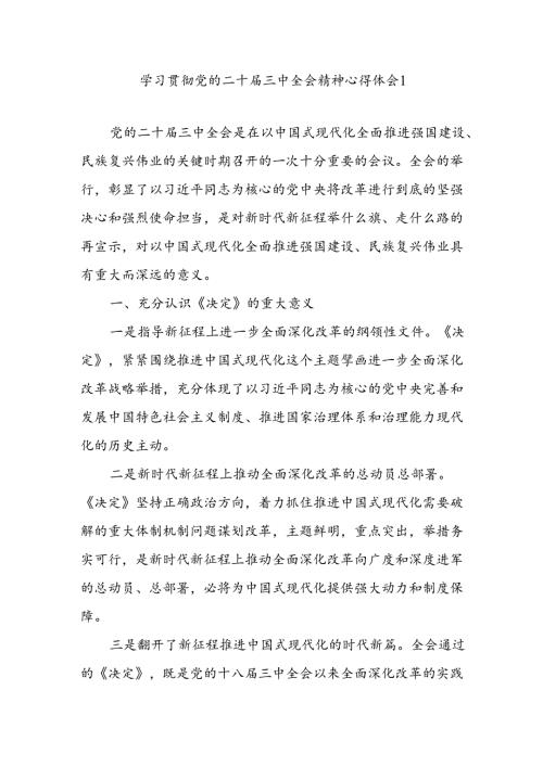 学习贯彻党的二十三中全会精神《决定》心得体会2篇.docx